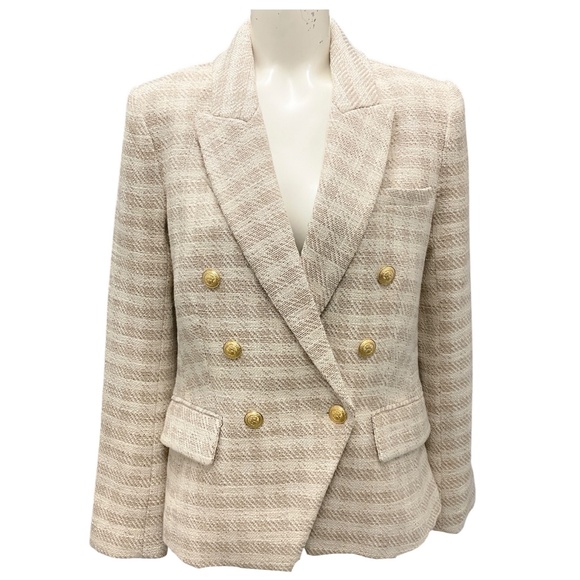 L'AGENCE ECRU / GOLD KENZIE DOUBLE BREASTED BLAZER - Picture 1 of 6